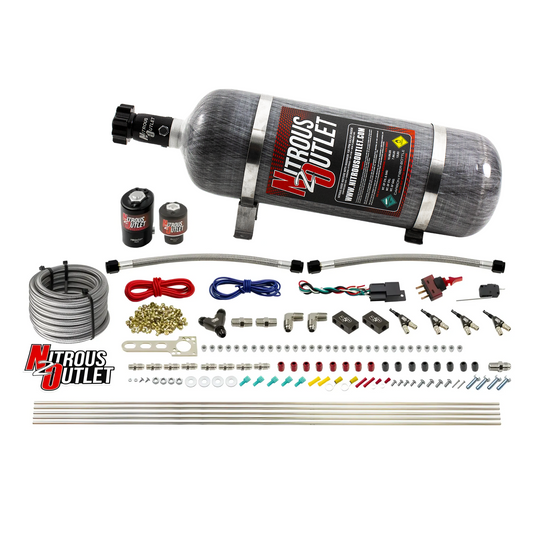 Nitrous Outlet 4 Cylinder Direct Port System - .122 Nitrous Solenoid/.177 Fuel Solenoid/Distribution Blocks/90 Degree Disc...