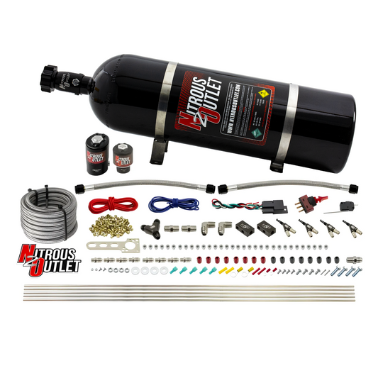 Nitrous Outlet 4 Cylinder Direct Port System - .122 Nitrous Solenoid/.177 Fuel Solenoid/Distribution Blocks/90 Degree Disc...