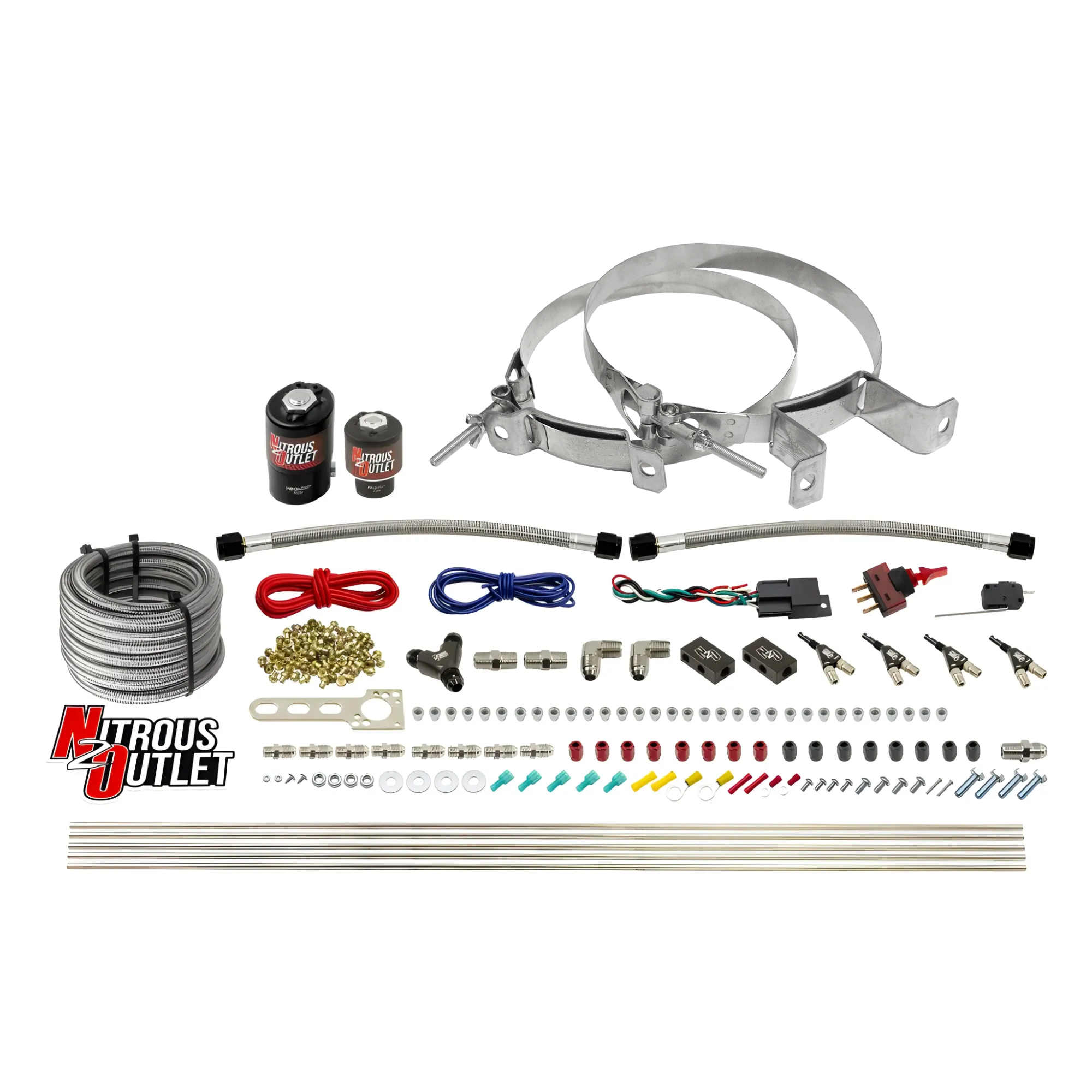 Nitrous Outlet 4 Cylinder Direct Port System - .122 Nitrous Solenoid/.177 Fuel Solenoid/Distribution Blocks/90 Degree Disc...