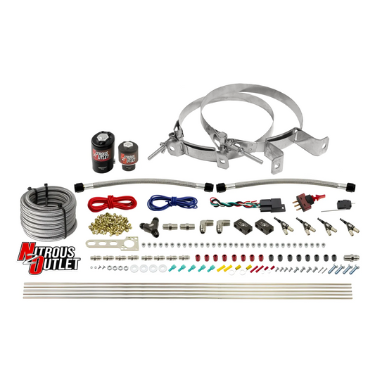 Nitrous Outlet 4 Cylinder Direct Port System - .122 Nitrous Solenoid/.177 Fuel Solenoid/Distribution Blocks/90 Degree Disc...