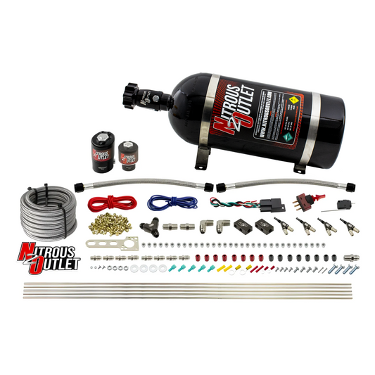 Nitrous Outlet 4 Cylinder Direct Port System - .122 Nitrous Solenoid/.177 Fuel Solenoid/Distribution Blocks/90 Degree Disc...