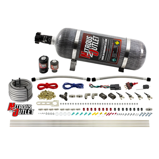 Nitrous Outlet 4 Cylinder Direct Port System - .122 Nitrous Solenoid/.177 Fuel Solenoid/Distribution Blocks/90 Degree Disc...