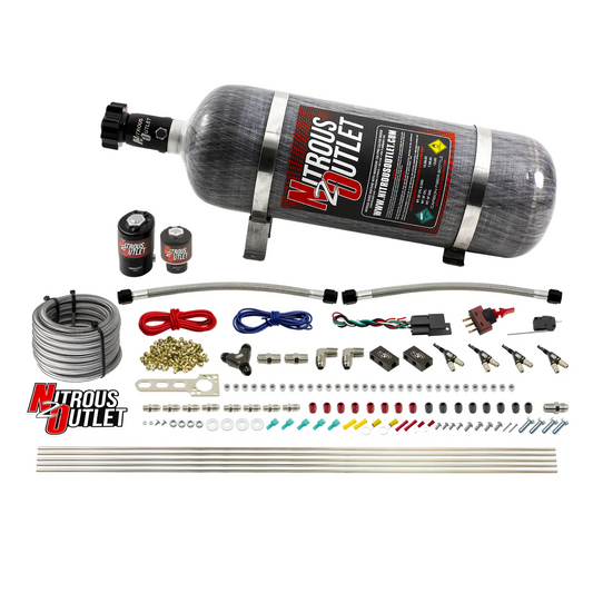 Nitrous Outlet 4 Cylinder Direct Port System - .122 Nitrous Solenoids/.177 Fuel Solenoids/Dual Passage Injection Rail/90 D...