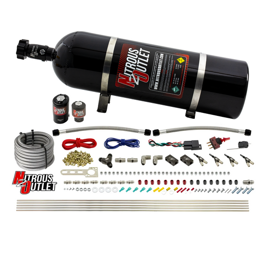 Nitrous Outlet 4 Cylinder Direct Port System - .122 Nitrous Solenoids/.177 Fuel Solenoids/Dual Passage Injection Rail/90 D...