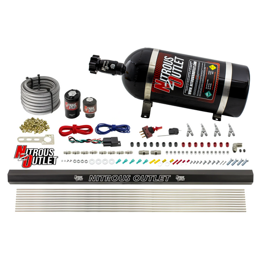 Nitrous Outlet 4 Cylinder Direct Port System - .122 Nitrous Solenoids/.177 Fuel Solenoids/Dual Passage Injection Rail/Annu...