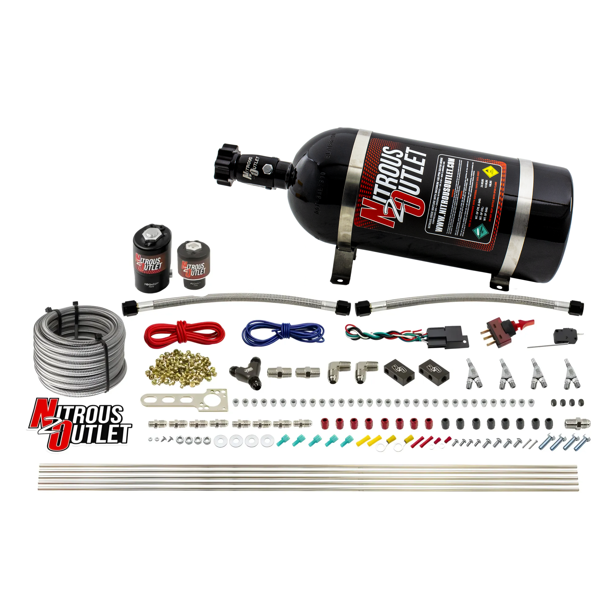 Nitrous Outlet 4 Cylinder Direct Port System - .122 Nitrous Solenoid/.177 Fuel Solenoid/Distribution Blocks/Annular Degree...