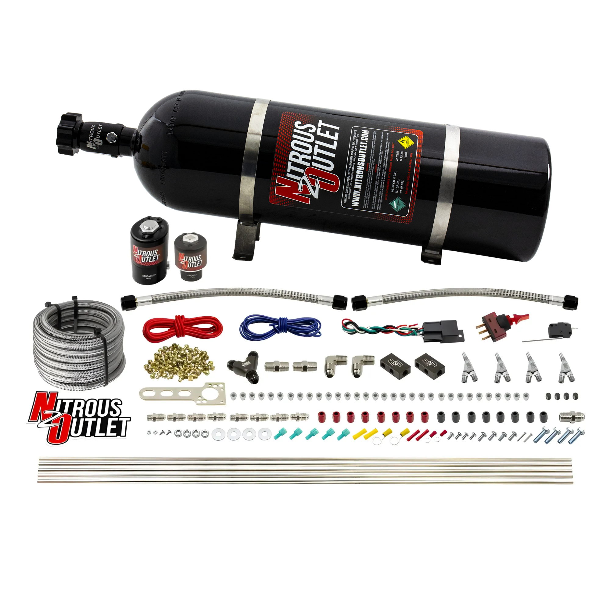 Nitrous Outlet 4 Cylinder Direct Port System - .122 Nitrous Solenoid/.177 Fuel Solenoid/Distribution Blocks/Annular Degree...