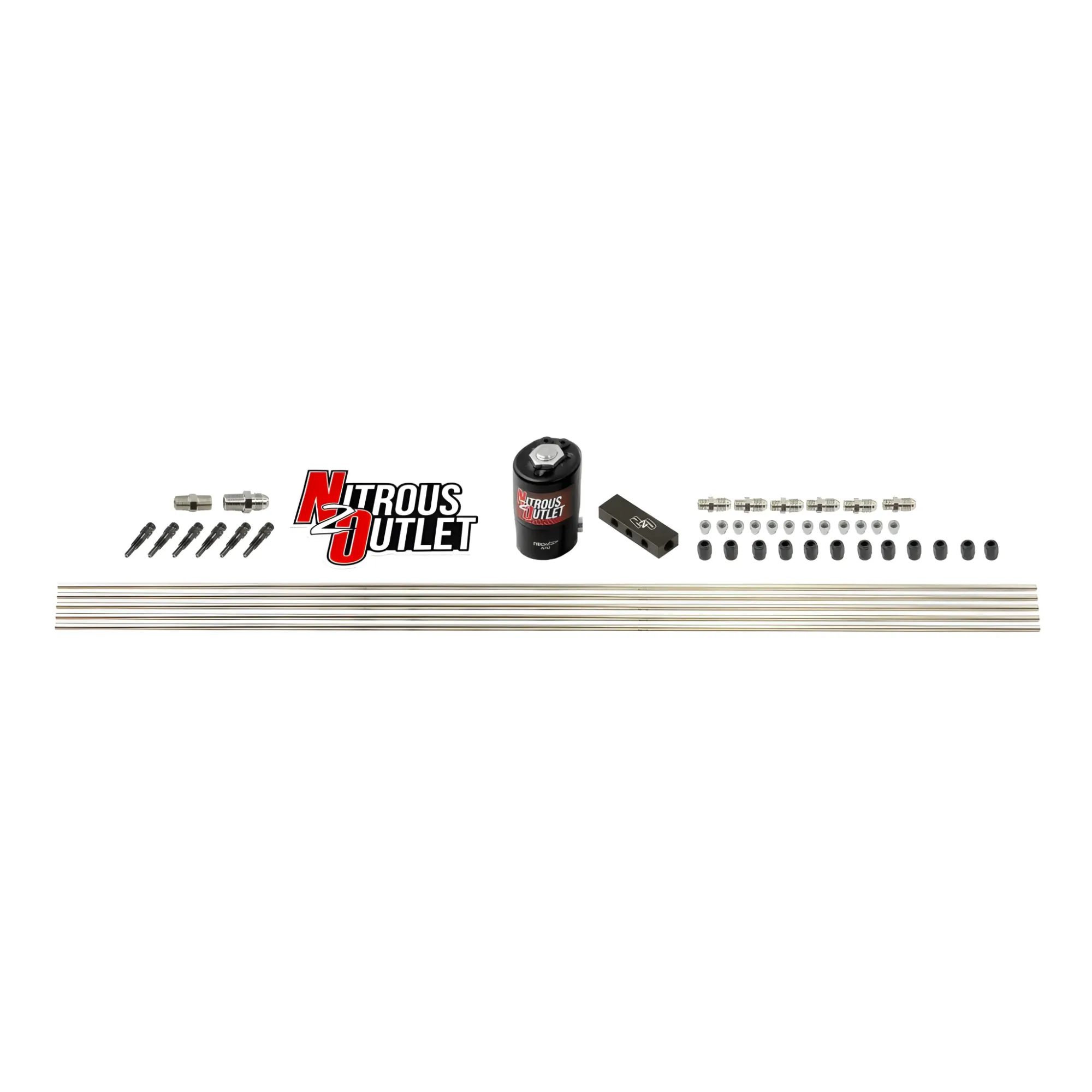 Nitrous Outlet Dry 6 Cylinder Solenoid Forward Direct Port Plumbers Kit - .122 Nitrous Solenoid/Distribution Block/SBT Deg...