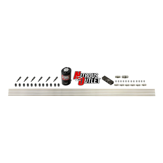 Nitrous Outlet Dry 6 Cylinder Solenoid Forward Direct Port Plumbers Kit - .122 Nitrous Solenoid/Distribution Block/90 Degr...
