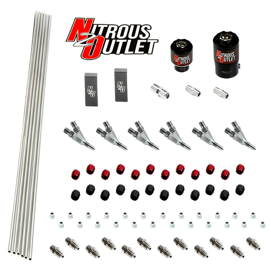 Nitrous Outlet 6 Cylinder Solenoids Forward Direct Port Plumbers Kit - .122 Nitrous Solenoid/.177 Fuel Solenoid/Dual Passa...
