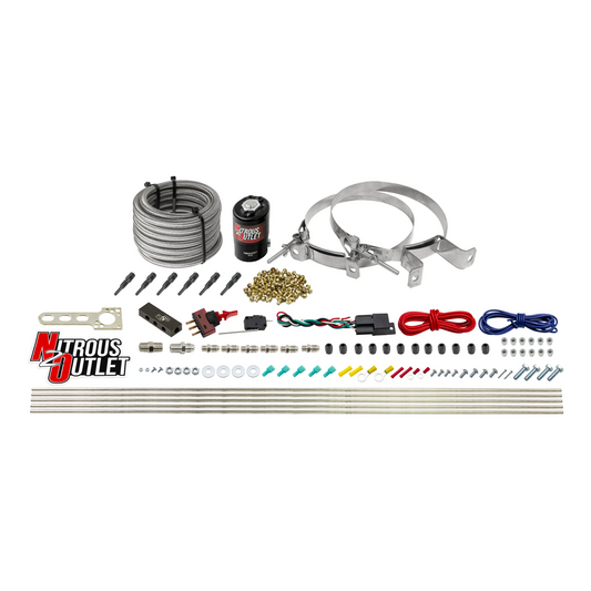 Nitrous Outlet Dry 6 Cylinder Direct Port System - .122 Nitrous Solenoid/Distribution Block/90 Degree Nozzles (75-375HP)(N...