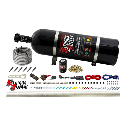 Nitrous Outlet Dry 6 Cylinder Direct Port System - .122 Nitrous Solenoid/Distribution Block/90 Degree Nozzles (75-375HP)(1...