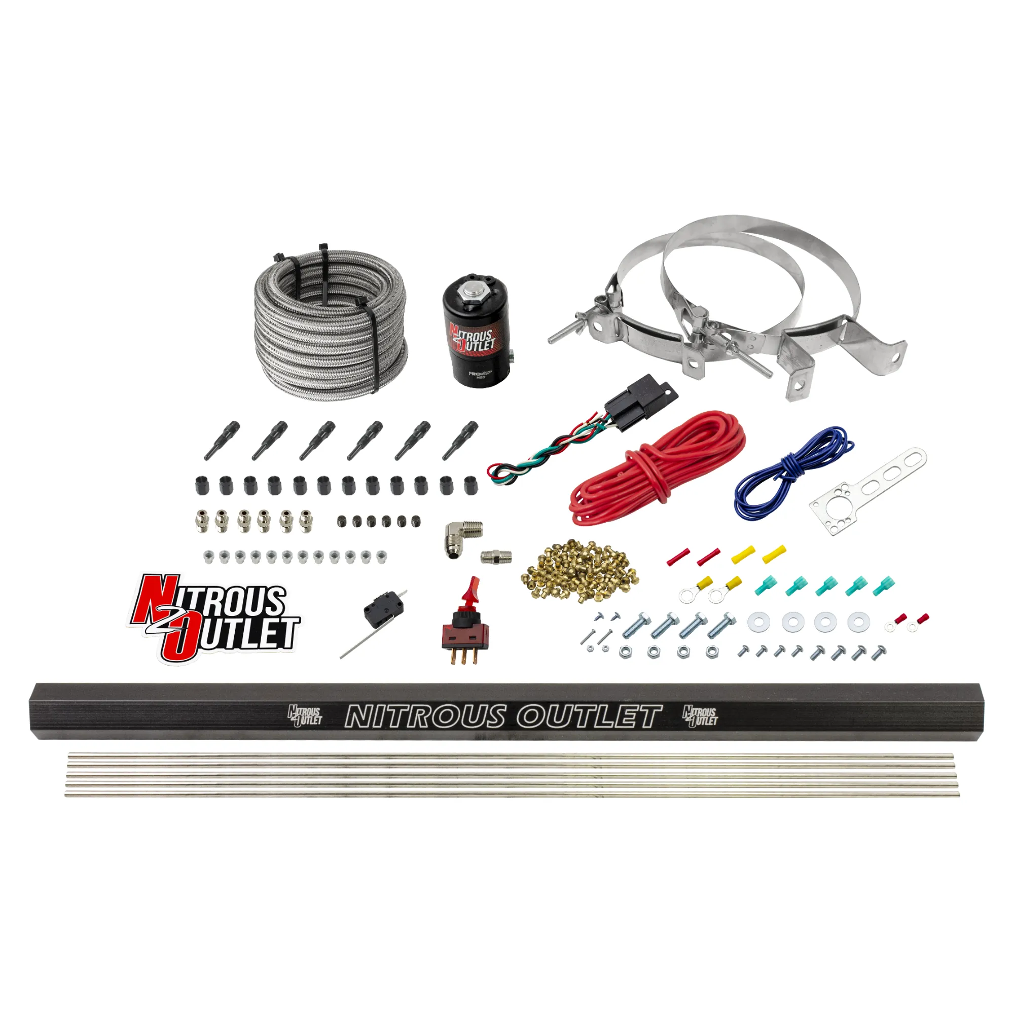 Nitrous Outlet Dry 6 Cylinder Direct Port System - .122 Nitrous Solenoid/Injection Rail/90 Degree Discharge Nozzles (75-37...