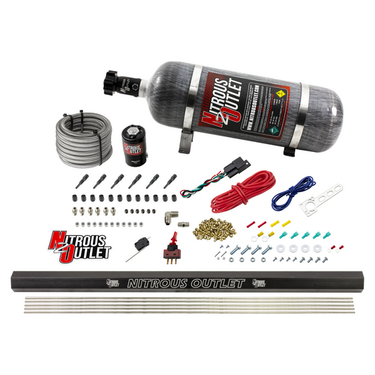 Nitrous Outlet Dry 6 Cylinder Direct Port System - .122 Nitrous Solenoid/Injection Rail/90 Degree Discharge Nozzles (75-37...