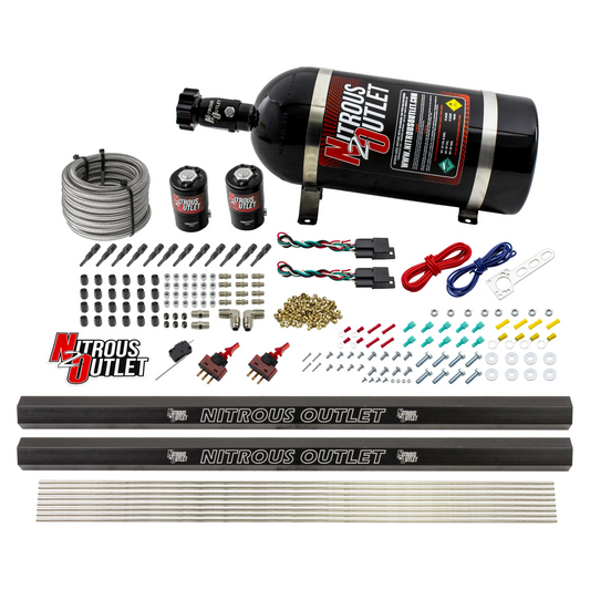 Nitrous Outlet Dry 6 Cylinder Dual Stage Direct Port System - Two .122 Nitrous Solenoids/Dual Passage Injection Rail/SBT D...