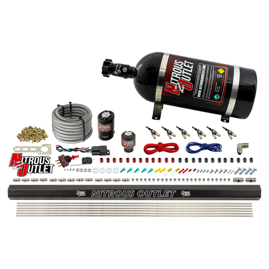 Nitrous Outlet 6 Cylinder Direct Port System - .122 Nitrous Solenoid/.177 Fuel Solenoid/Distribution Blocks/90 Degree Disc...