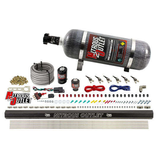 Nitrous Outlet 6 Cylinder Direct Port System - .122 Nitrous Solenoid/.177 Fuel Solenoid/Distribution Blocks/90 Degree Disc...