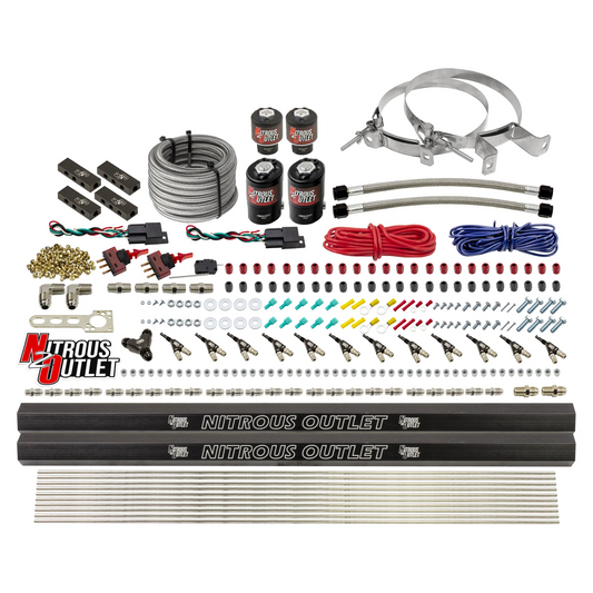 Nitrous Outlet 6 Cylinder Dual Stage Direct Port System - Two .122 Nitrous Solenoids/Two .177 Fuel Solenoids/Distribution ...