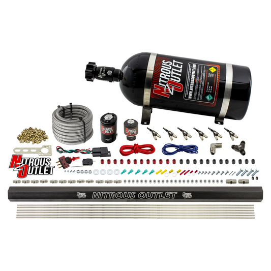 Nitrous Outlet 6 Cylinder Direct Port System - .122 Nitrous Solenoids/.177 Fuel Solenoids/Dual Passage Injection Rail/90 D...