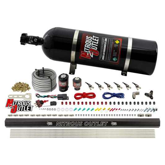 Nitrous Outlet 6 Cylinder Direct Port System - .122 Nitrous Solenoids/.177 Fuel Solenoids/Dual Passage Injection Rail/90 D...