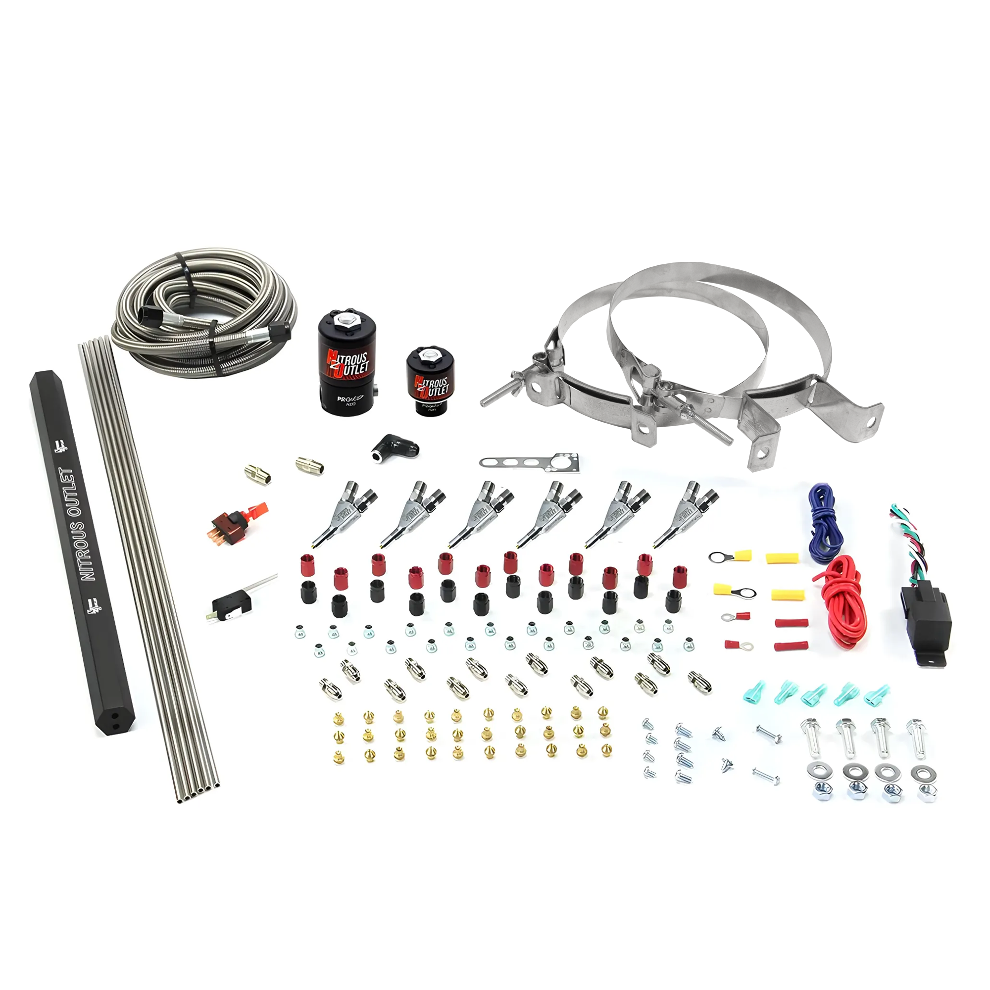 Nitrous Outlet 6 Cylinder Direct Port System - .122 Nitrous Solenoids/.177 Fuel Solenoids/Dual Passage Injection Rail/Annu...
