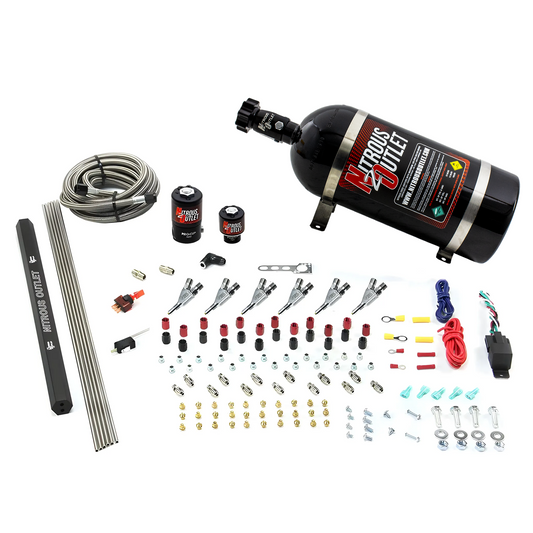 Nitrous Outlet 6 Cylinder Direct Port System - .122 Nitrous Solenoids/.177 Fuel Solenoids/Dual Passage Injection Rail/Annu...