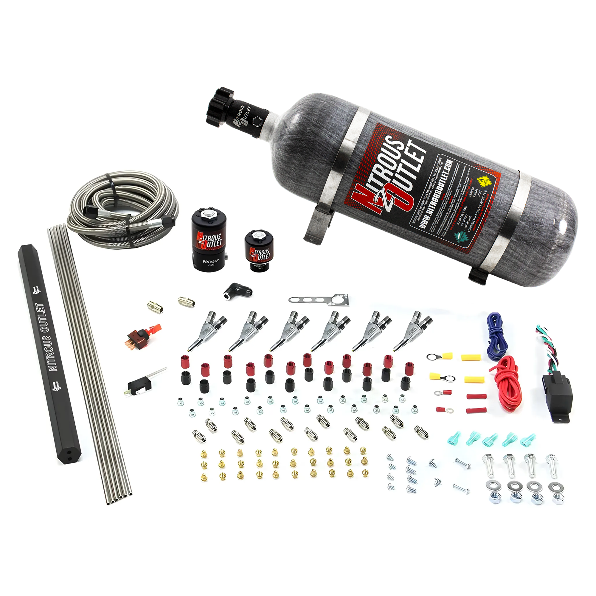 Nitrous Outlet 6 Cylinder Direct Port System - .122 Nitrous Solenoids/.177 Fuel Solenoids/Dual Passage Injection Rail/Annu...