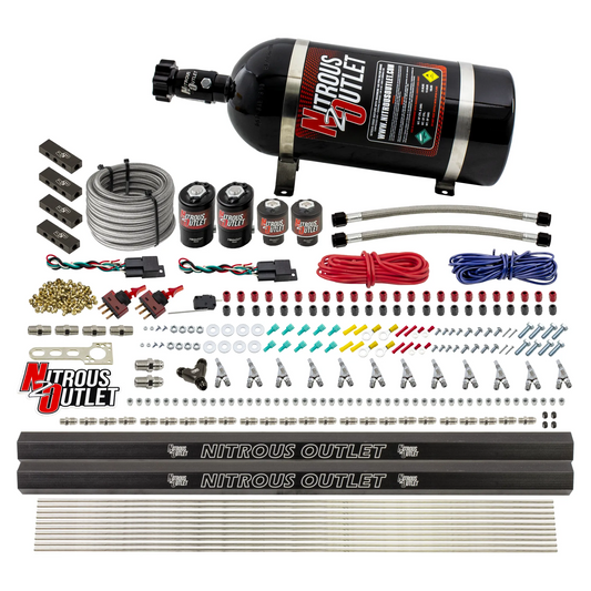 Nitrous Outlet 6 Cylinder Dual Stage Direct Port System - Two .122 Nitrous Solenoids/Two .177 Fuel Solenoids/Distribution ...