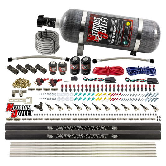 Nitrous Outlet 6 Cylinder Dual Stage Direct Port System - Two .122 Nitrous Solenoids/Two .177 Fuel Solenoids/Distribution ...