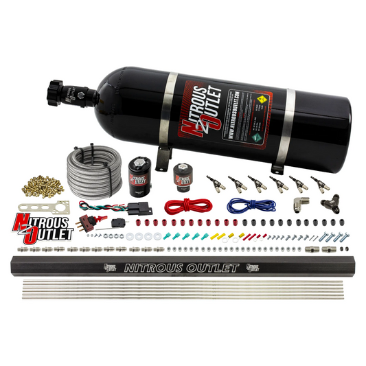 Nitrous Outlet 6 Cylinder Direct Port System - .122 Nitrous Solenoids/.177 Fuel Solenoids/Dual Passage Injection Rail/90 D...