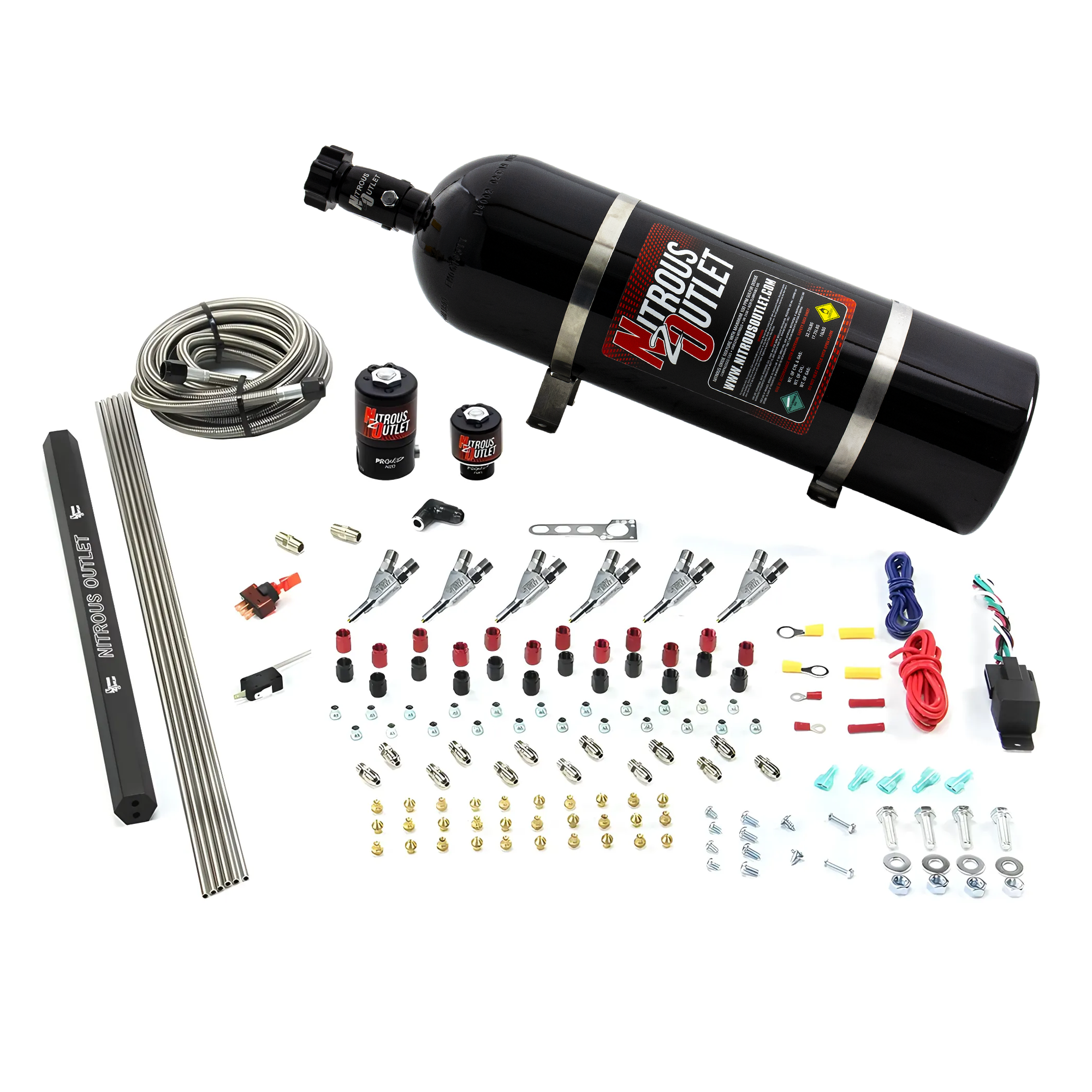 Nitrous Outlet 6 Cylinder Direct Port System - .122 Nitrous Solenoids/.177 Fuel Solenoids/Dual Passage Injection Rail/Annu...