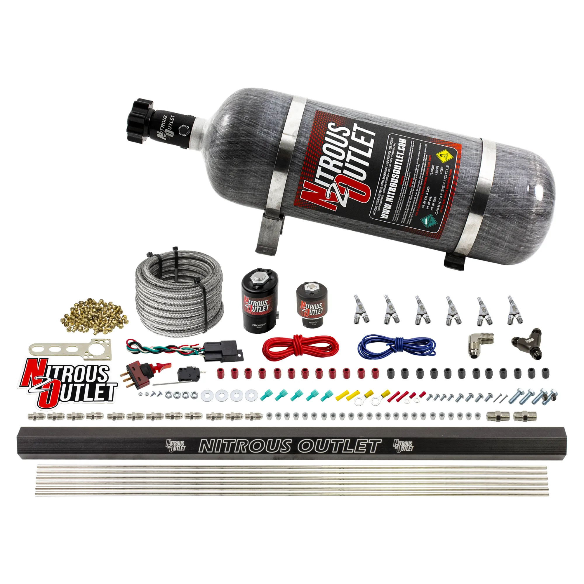 Nitrous Outlet 6 Cylinder Direct Port System - .122 Nitrous Solenoid/.177 Fuel Solenoid/Distribution Blocks/Annular Degree...
