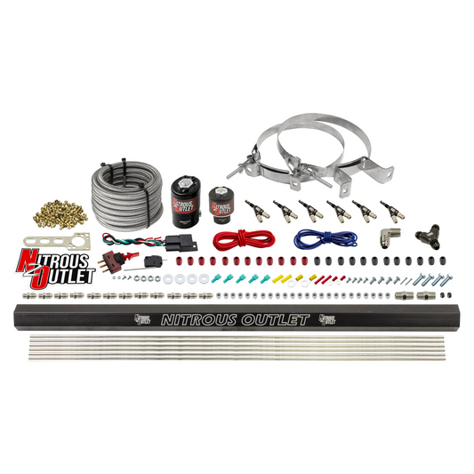 Nitrous Outlet 6 Cylinder Direct Port System - .122 Nitrous Solenoids/.177 Fuel Solenoids/Dual Passage Injection Rail/90 D...