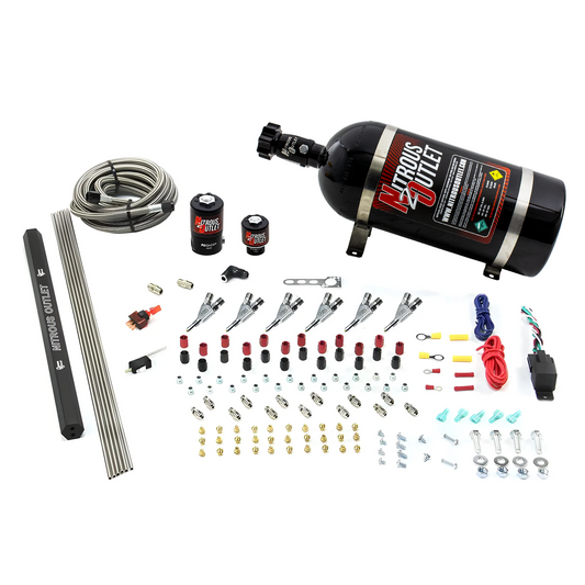 Nitrous Outlet 6 Cylinder Direct Port System - .122 Nitrous Solenoids/.177 Fuel Solenoids/Dual Passage Injection Rail/Annu...
