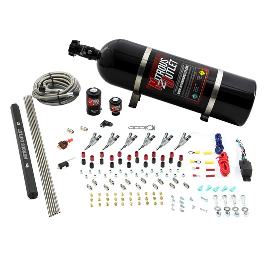 Nitrous Outlet 6 Cylinder Direct Port System - .122 Nitrous Solenoids/.177 Fuel Solenoids/Dual Passage Injection Rail/Annu...