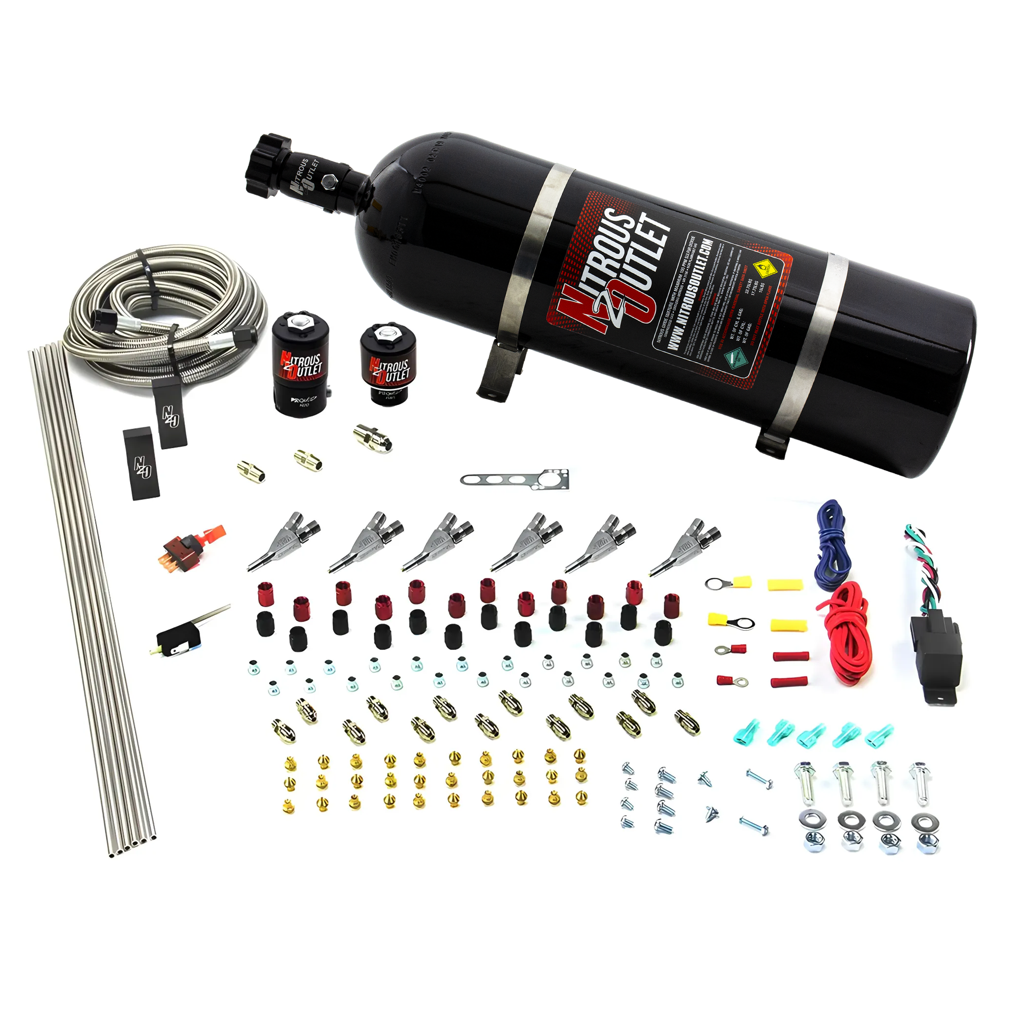 Nitrous Outlet 6 Cylinder Direct Port System - .122 Nitrous Solenoid/.177 Fuel Solenoid/Distribution Blocks/Annular Degree...