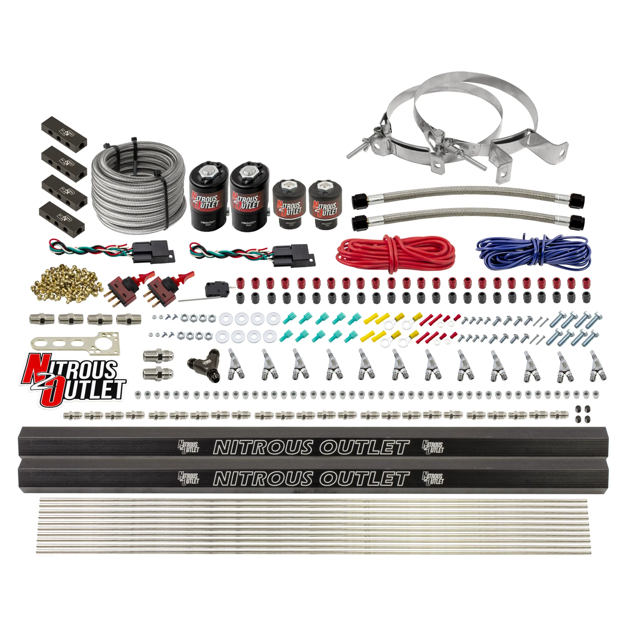 Nitrous Outlet 6 Cylinder Dual Stage Direct Port System - Two .122 Nitrous Solenoids/Two .177 Fuel Solenoids/Distribution ...