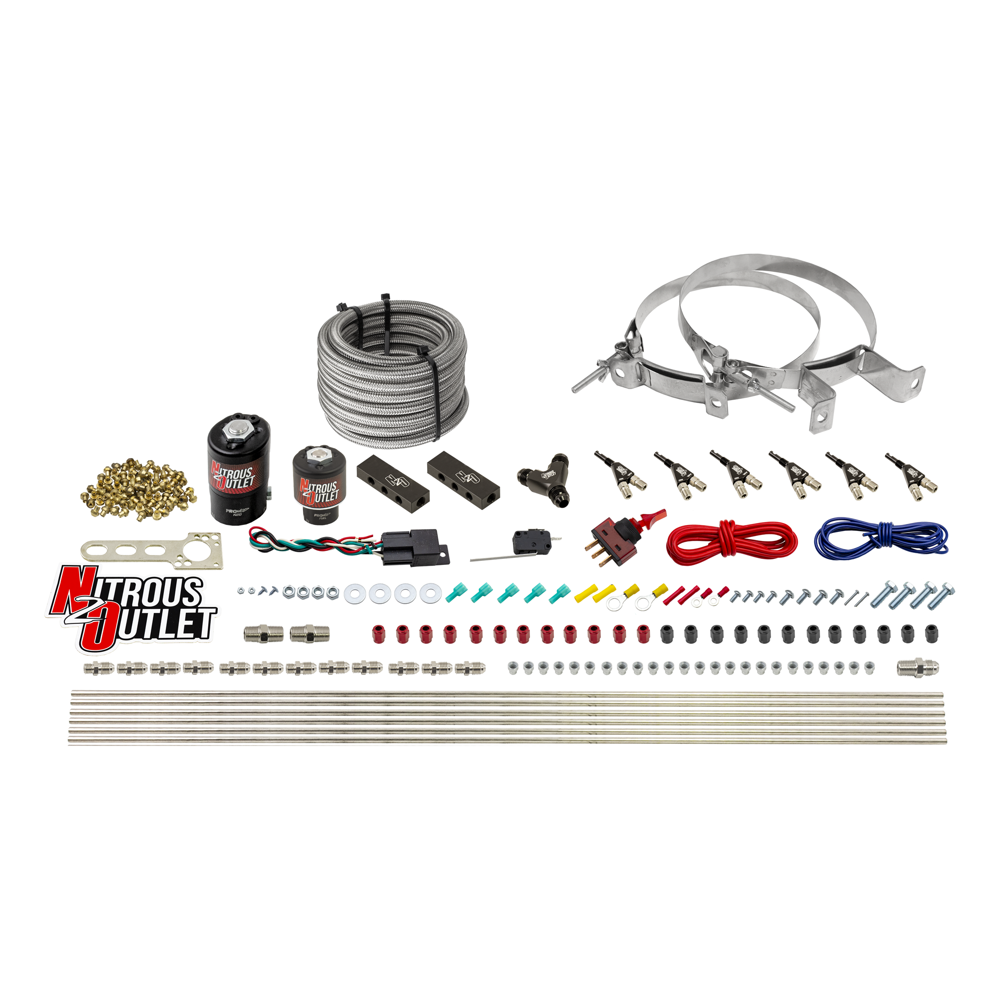 Nitrous Outlet 6 Cylinder Direct Port System - .122 Nitrous Solenoid/.177 Fuel Solenoid/Distribution Blocks/90 Degree Disc...