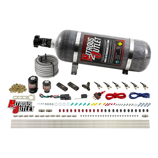 Nitrous Outlet 6 Cylinder Direct Port System - .122 Nitrous Solenoid/.177 Fuel Solenoid/Distribution Blocks/90 Degree Disc...