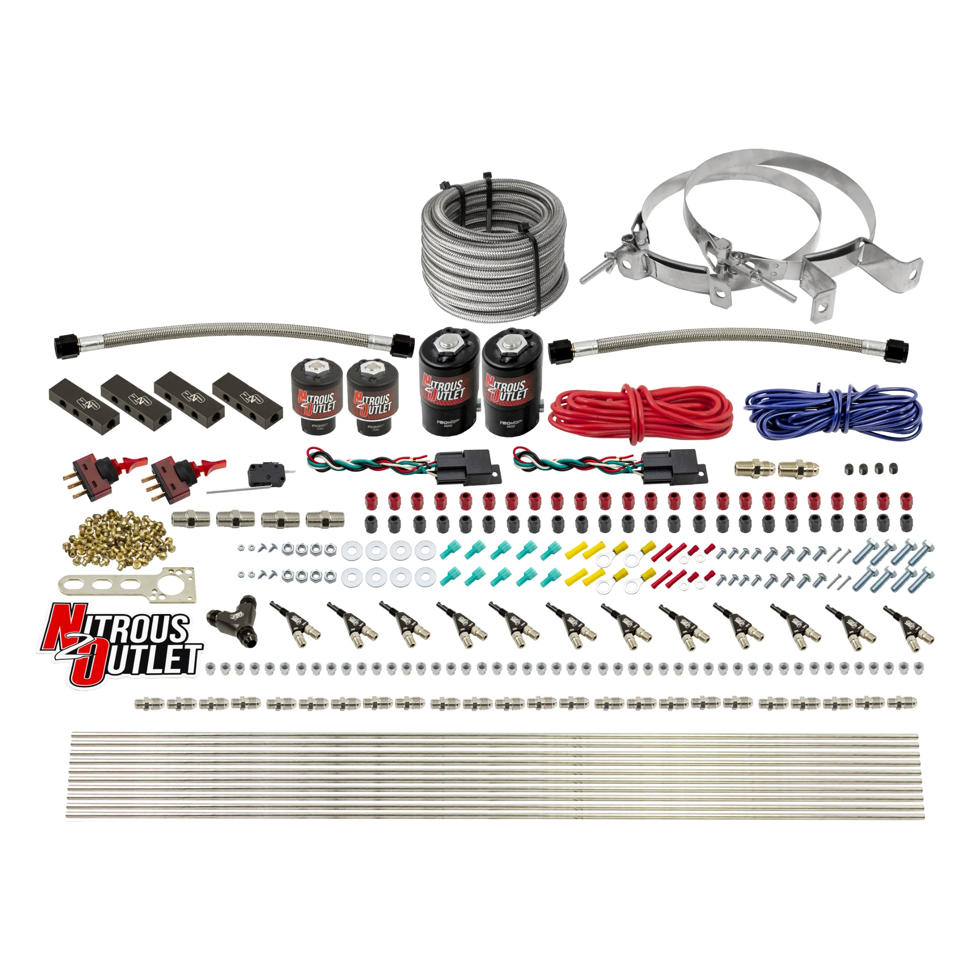 Nitrous Outlet 6 Cylinder Dual Stage Direct Port System - Two .122 Nitrous Solenoids/Two .177 Fuel Solenoids/Distribution ...