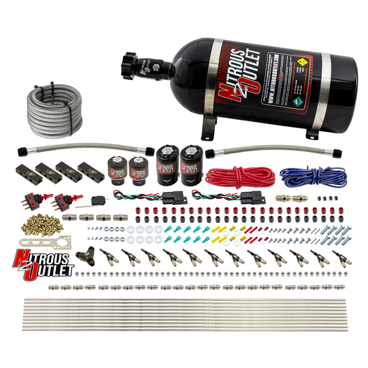Nitrous Outlet 6 Cylinder Dual Stage Direct Port System - Two .122 Nitrous Solenoids/Two .177 Fuel Solenoids/Distribution ...