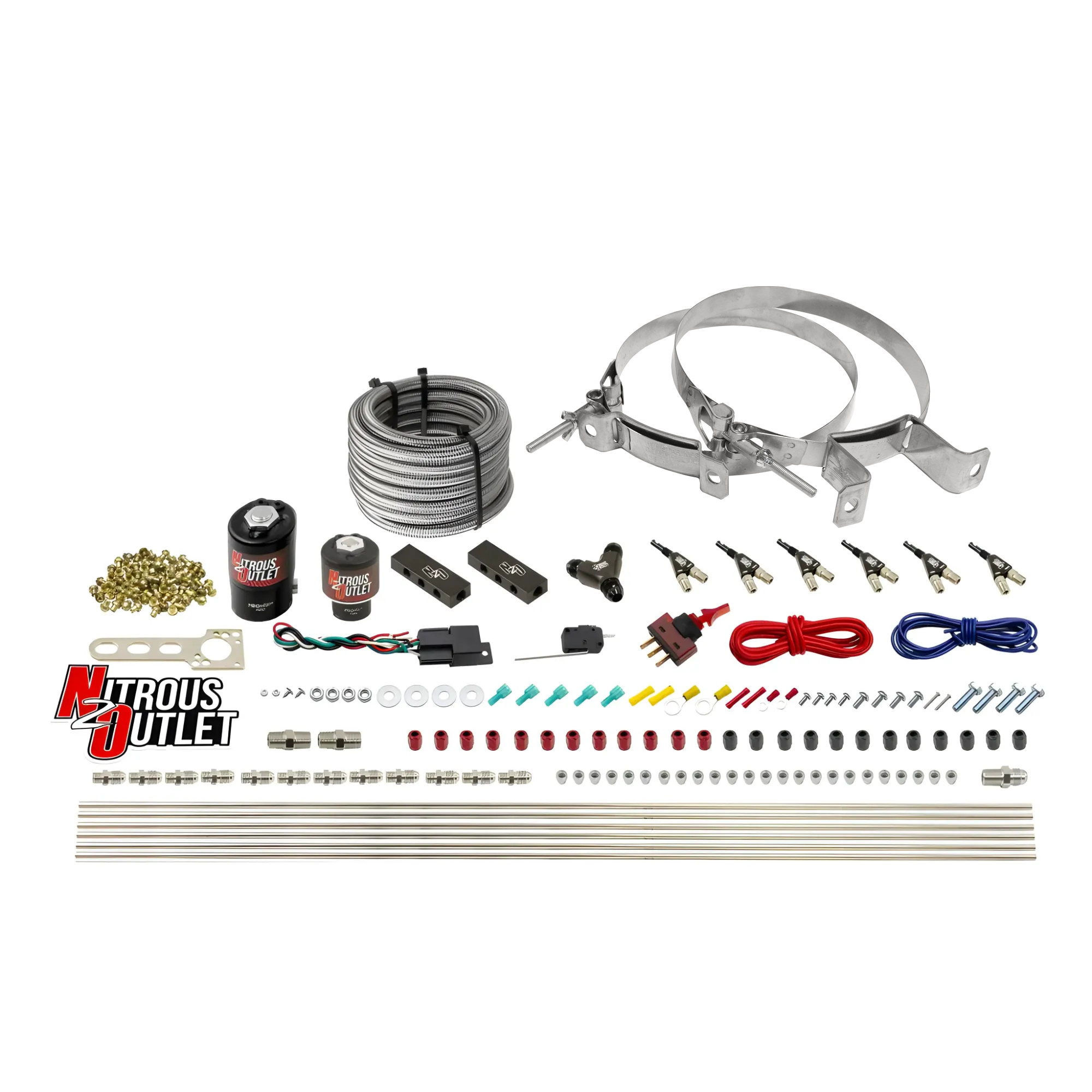Nitrous Outlet 6 Cylinder Direct Port System - .122 Nitrous Solenoid/.177 Fuel Solenoid/Distribution Blocks/90 Degree Disc...