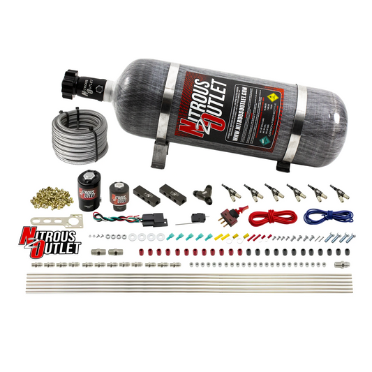 Nitrous Outlet 6 Cylinder Direct Port System - .122 Nitrous Solenoid/.177 Fuel Solenoid/Distribution Blocks/90 Degree Disc...