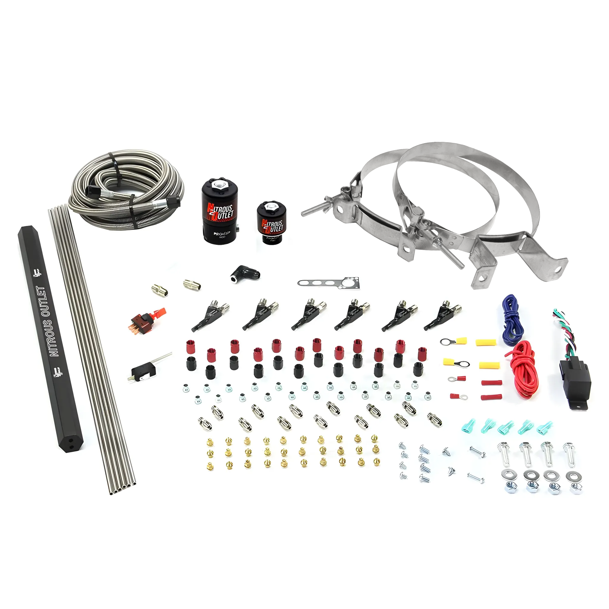 Nitrous Outlet 6 Cylinder Direct Port System - .122 Nitrous Solenoids/.177 Fuel Solenoids/Dual Passage Injection Rail/90 D...