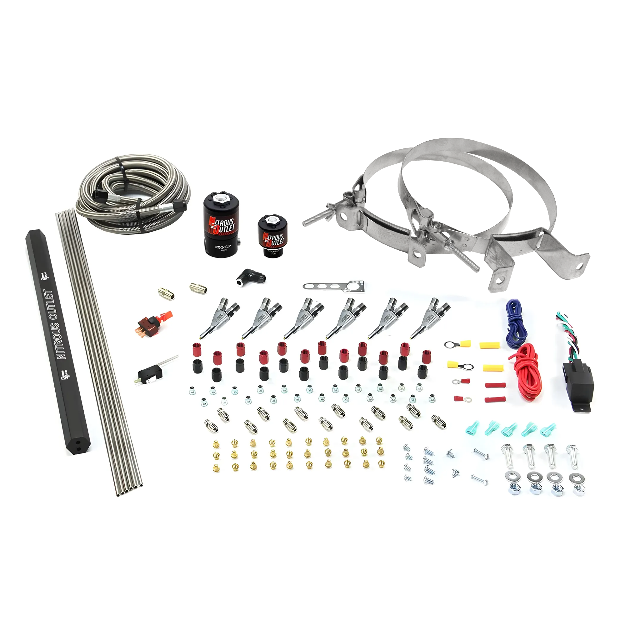Nitrous Outlet 6 Cylinder Direct Port System - .122 Nitrous Solenoids/.177 Fuel Solenoids/Dual Passage Injection Rail/Annu...