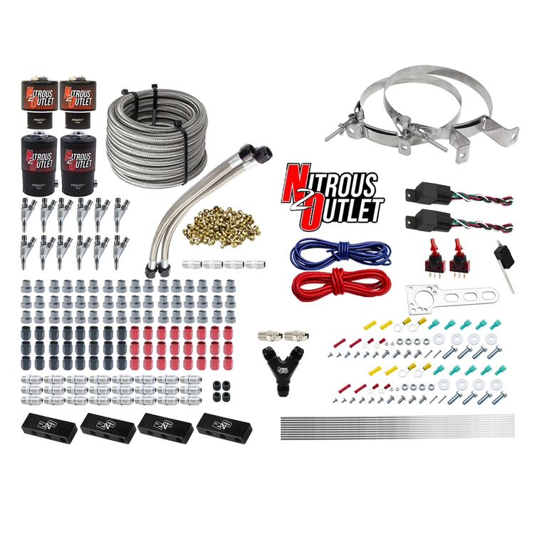 Nitrous Outlet 6 Cylinder Dual Stage Direct Port System - Two .122 Nitrous Solenoids/Two .177 Fuel Solenoids/Distribution ...
