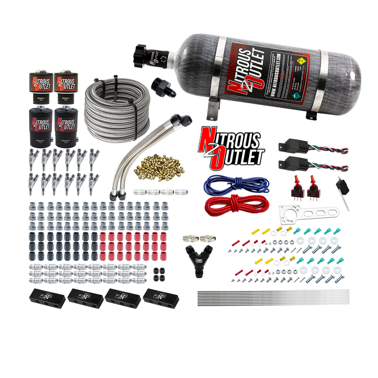 Nitrous Outlet 6 Cylinder Dual Stage Direct Port System - Two .122 Nitrous Solenoids/Two .177 Fuel Solenoids/Distribution ...