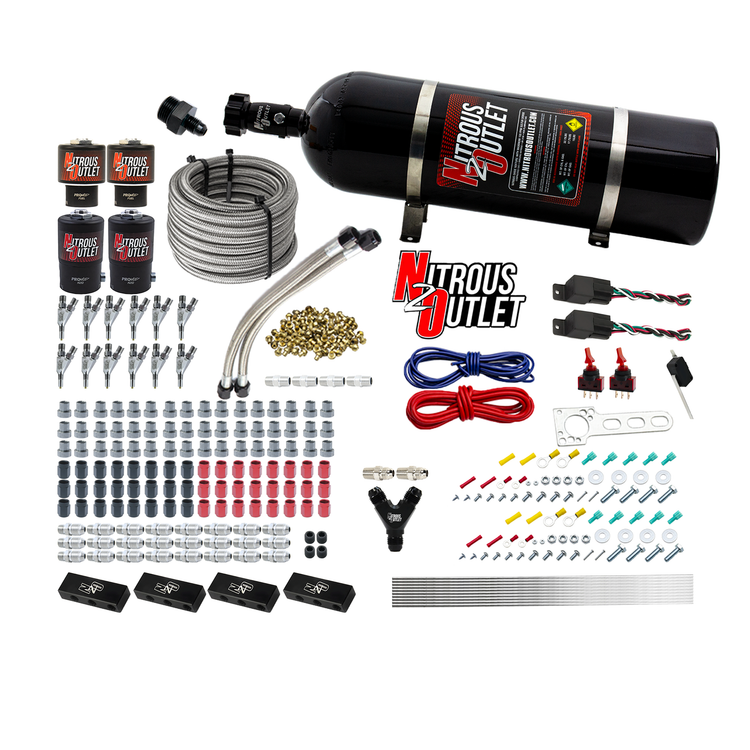 Nitrous Outlet 6 Cylinder Dual Stage Direct Port System - Two .122 Nitrous Solenoids/Two .177 Fuel Solenoids/Distribution ...