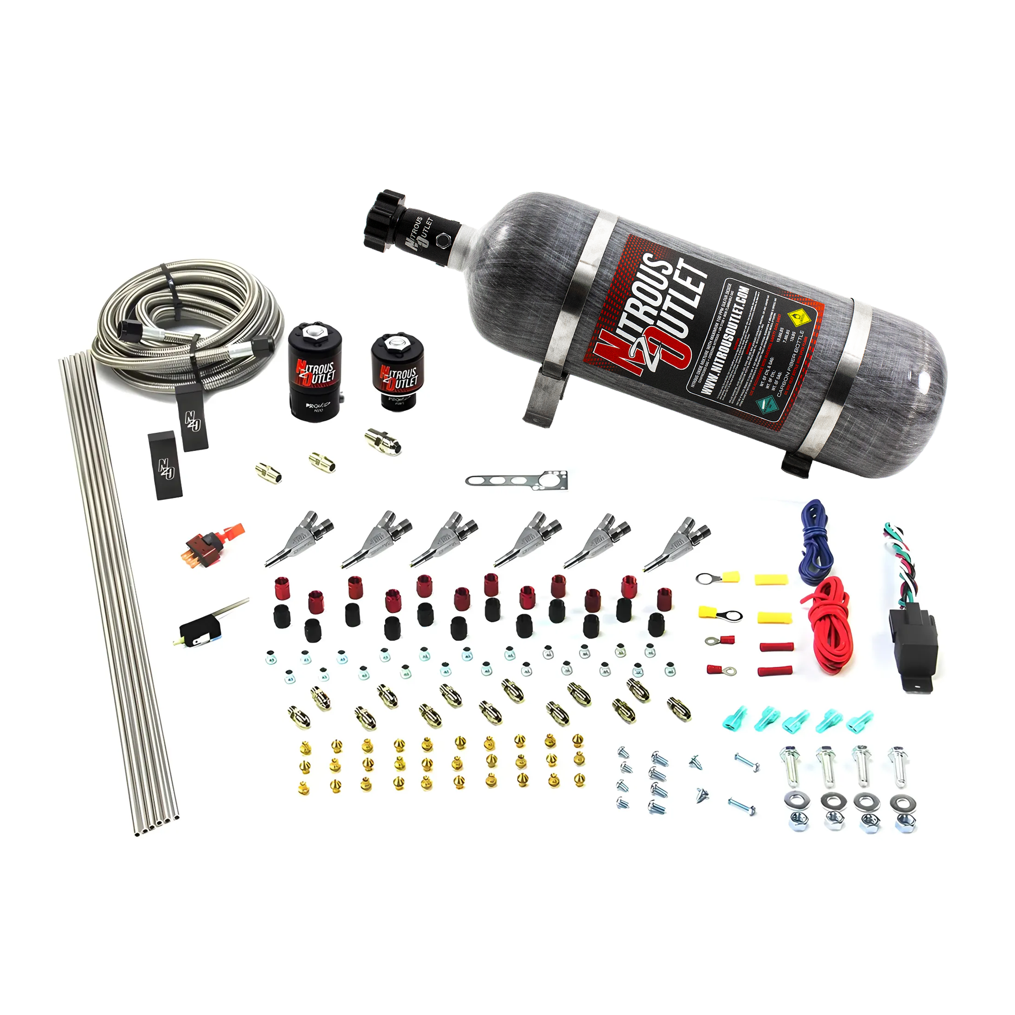 Nitrous Outlet 6 Cylinder Direct Port System - .122 Nitrous Solenoid/.177 Fuel Solenoid/Distribution Blocks/Annular Degree...