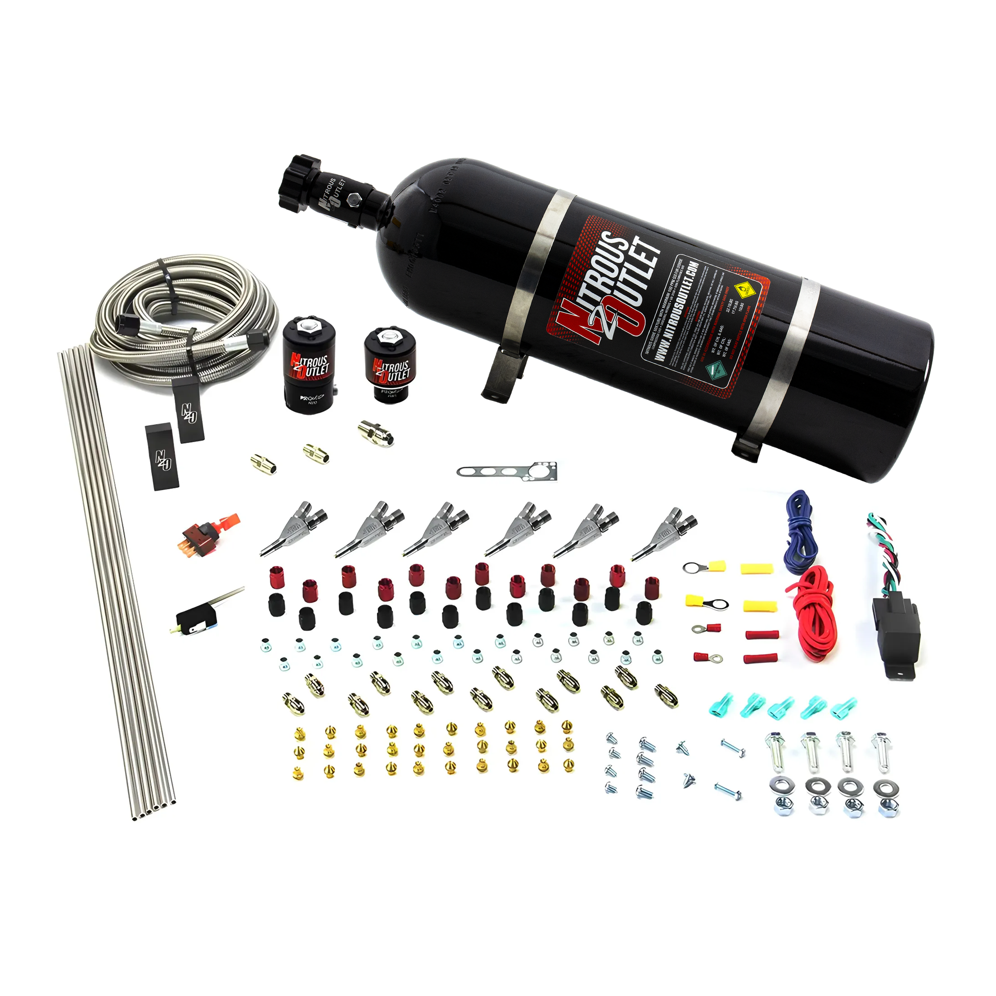 Nitrous Outlet 6 Cylinder Direct Port System - .122 Nitrous Solenoid/.177 Fuel Solenoid/Distribution Blocks/Annular Degree...